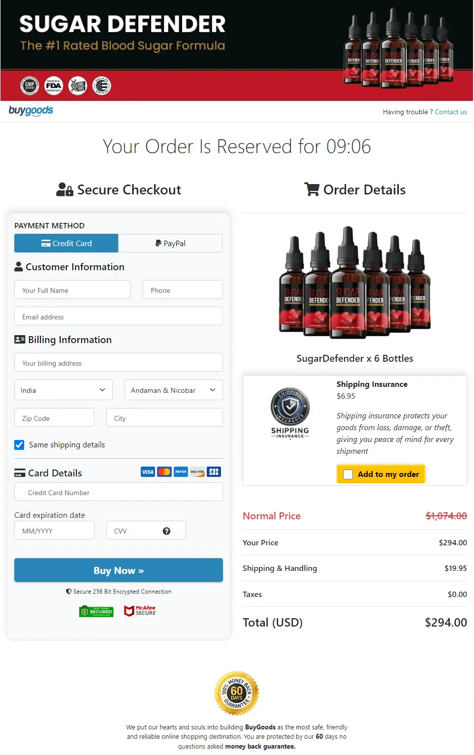 Sugar Defender BuyGoods-Secure-Checkout